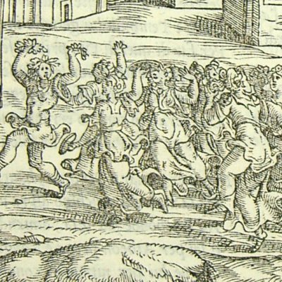 Agavé et les Thébaines en bacchantes (L. Dolce Trasformationi Venise 1553)