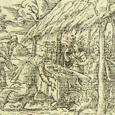 Jupiter chez Philémon (Métamorphose Lyon 1557) - Bernard Salomon