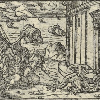 Esculape changé en serpent (Métamorphose Lyon 1557) - Bernard Salomon