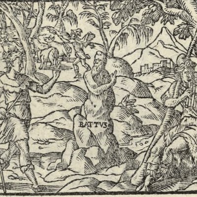 Battus changé en caillou (Métamorphose Lyon 1557) - Bernard Salomon
