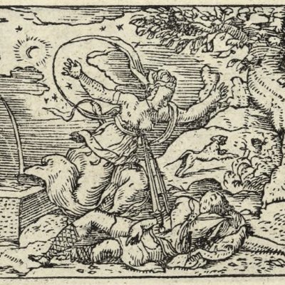 Mort de Pyrame et de Thisbé (Métamorphose Lyon 1557) - Bernard Salomon