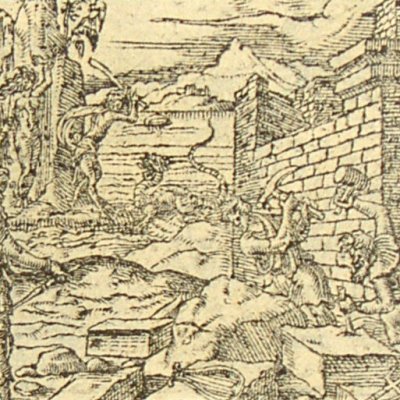 Apollon et Neptune bâtissent Troie pour Laomédon (Mét. Lyon 1557) - B. Salomon