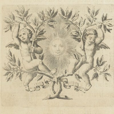 Vignette allégorique liminaire (Métamorphoses en rondeaux, Mabre-Cramoisy 1676)