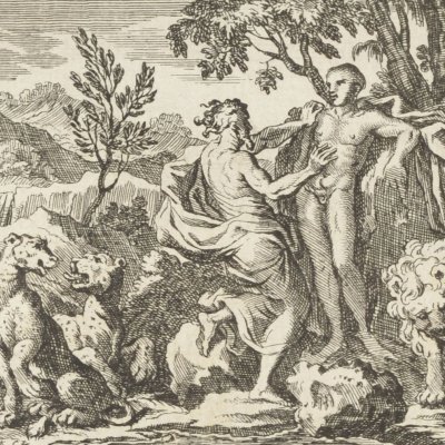 Prométhée ou Dieu crée l’homme (Métamorphoses en rondeaux Mabre-Cramoisy 1676) - Chauveau