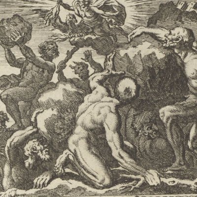 La chute des Géants (Métamorphoses en rondeaux, Mabre-Cramoisy 1676) - Chauveau