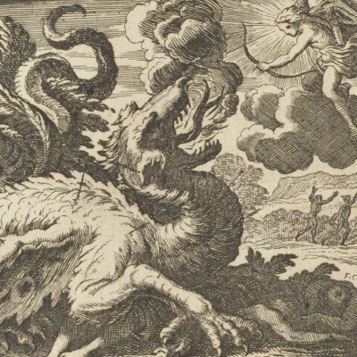 Apollon et Python (Métamorphoses en rondeaux Mabre-Cramoisy 1676) - Chauveau