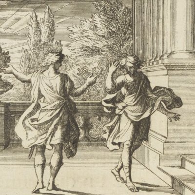 Dispute of Phaethon with Epaphus (Metamorphoses in Rondeaux Mabre-Cramoisy 1676) - Chauveau