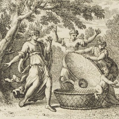 Aglaure découvre Erichthonios (Métamorphoses en rondeaux, Mabre-Cramoisy 1676)