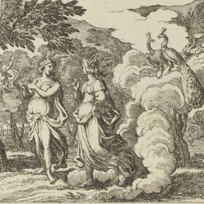 Écho amuse Junon (Métamorphoses en rondeaux, Mabre-Cramoisy 1676) - Chauveau