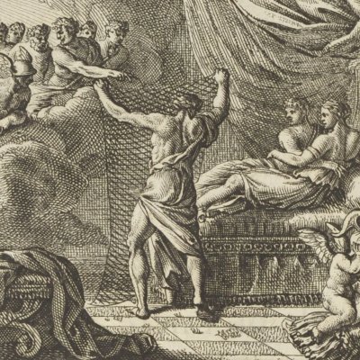 Vulcain surprend Mars et Vénus (Métamorphoses en rondeaux, Mabre-Cramoisy 1676)