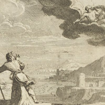 Jupiter change Celmis en diamant (Métamorphoses en rondeaux, Mabre-Cramoisy 1676) - Le Clerc