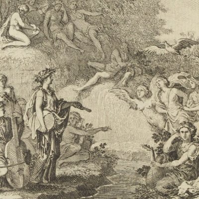 Les Piérides changées en pies (Métamorphoses en rondeaux, Mabre-Cramoisy 1676)