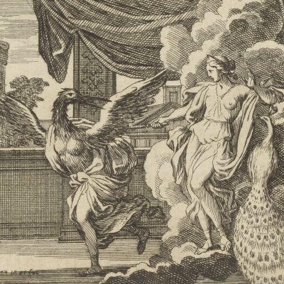 Antigone changée en cigogne (Métamorphoses en rondeaux,  Mabre-Cramoisy 1676) - Chauveau