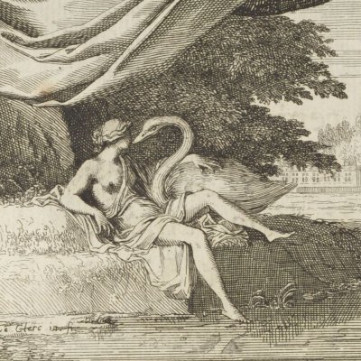 Jupiter en cygne et Léda (Métamorphoses en rondeaux, Mabre-Cramoisy 1676) - Le Clerc