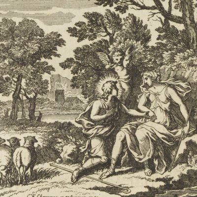 Apollon en berger abuse Issé (Métamorphoses en rondeaux, Mabre-Cramoisy 1676) - Chauveau