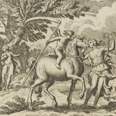Saturne en cheval aime Philyra (Métamorphoses en rondeaux, Mabre-Cramoisy 1676)
