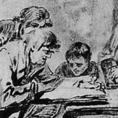 Étude pour la composition de La Lecture de la Bible - Greuze