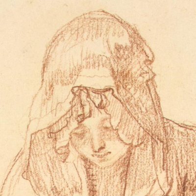 Femme assise regardant un pigeon mort - Greuze