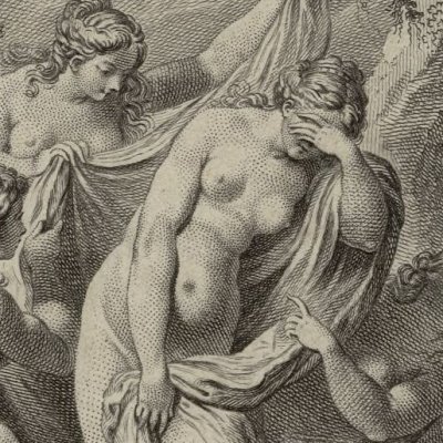 Diane découvre la grossesse de Callisto (Métamorphoses Banier 1767, l.2) - Eisen
