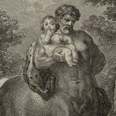 Ocyrhoé prédit à Chiron l’avenir d’Esculape (Métamorphoses Banier 1767, l.2) - Eisen