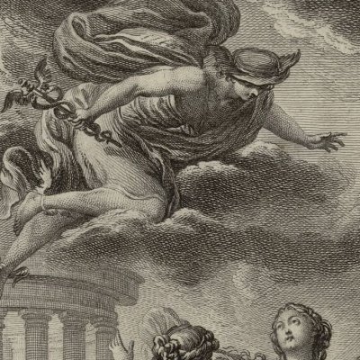 Mercure rencontre Hersé et ses sœurs (Métamorphoses Banier 1767, l.2) - Eisen