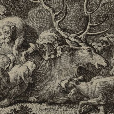 Actéon déchiré par ses chiens (Métamorphoses Banier 1767, l.3) - Eisen