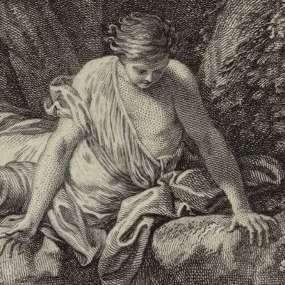 Narcisse se voit dans une fontaine (Métamorphoses Banier 1767, l.3) - Monnet