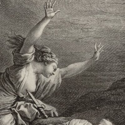 Suicide de Thisbé sur le corps de Pyrame (Métamorphoses Banier 1768, l.4) - Monnet