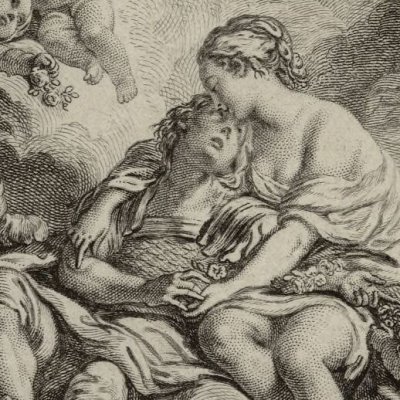 Apollon découvre Mars et Vénus (Métamorphoses Banier 1768, l.4) - Boucher