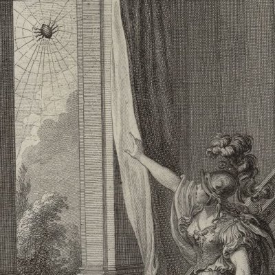 Minerve change Arachné en araignée (Métamorphoses Banier 1768, l.6) - Eisen