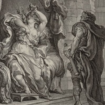 Térée enferme Philomèle (Métamorphoses Banier 1768, l.6) - Eisen