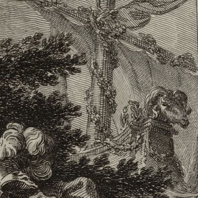 Composition autour de la toison d'or (Métamorphoses Banier 1768, l.7, vignette liminaire) - Choffard