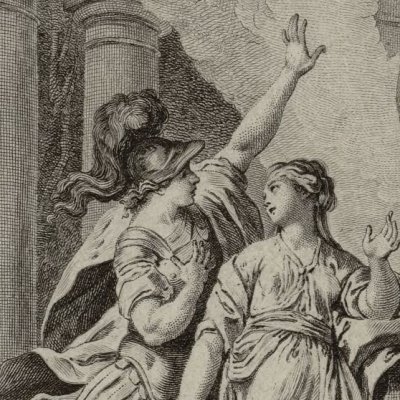 Médée reçoit les serments de Jason (Métamorphoses Banier 1768, l.7) - Monnet