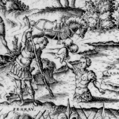 Roland & Renaud se disputent Angélique (Roland furieux, Franceschi 1584 ch1) - G. Porro