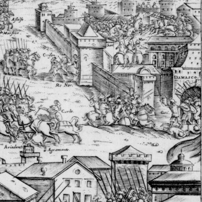 Griffon poursuit les Damascènes (Rolfur Franceschi 1584 ch18) - G. Porro
