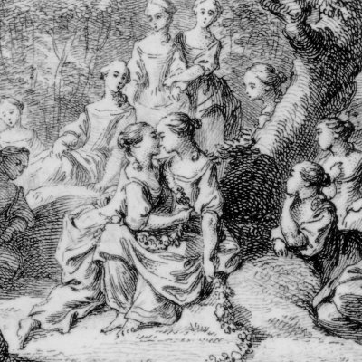 Le concours de baisers (Pastor fido, acte II, Prault, 1766) - Cochin