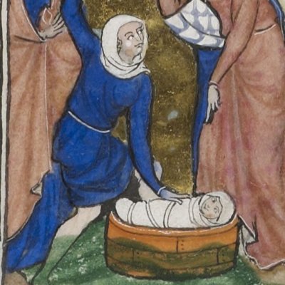 Moïse sauvé des eaux / Le Buisson ardent (Psautier de saint Louis, F°29v)