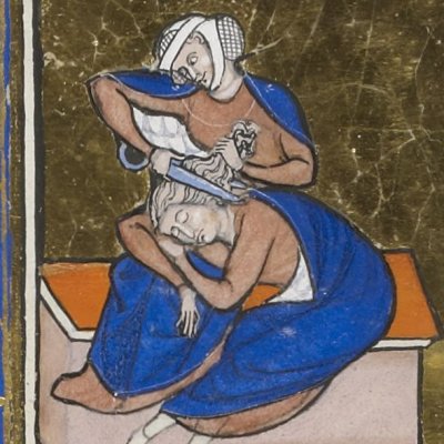 Samson et Dalila (Psautier de saint Louis, F°61v)