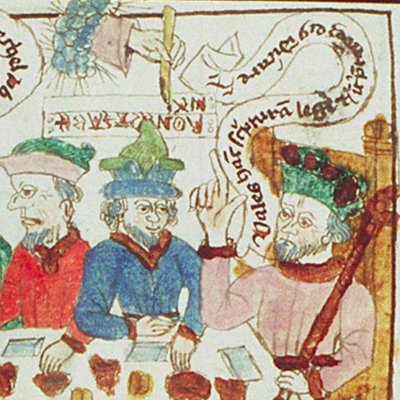 Le festin de Balthasar (Speculum humanæ salvationis, KB 10 B 34, F41rb)