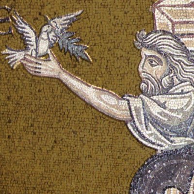 Noé reçoit la colombe qui rapporte une branche d’olivier (Monreale)
