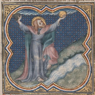 Création du soleil et de la lune, 4e jour (Bible historiale de Petrus Comestor, F6v) - Jean Bondol