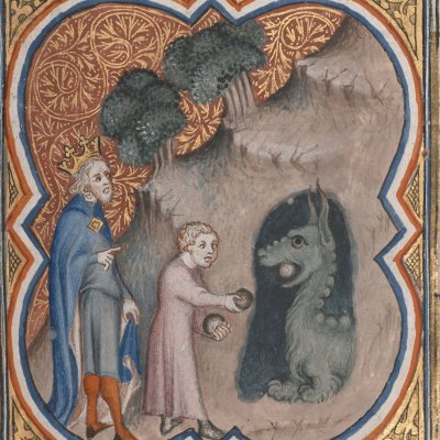 Daniel tue le dragon sacré de Babylone (Bible historiale de Petrus Comestor, F262r) - Jean Bondol