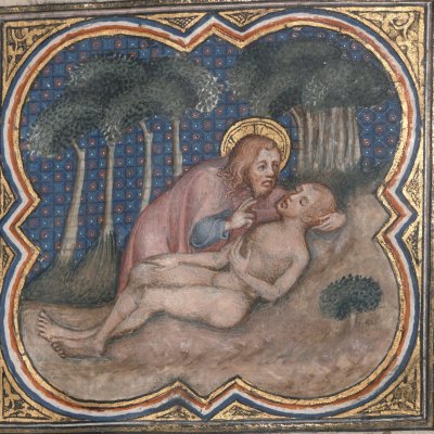 La création d’Adam (Bible historiale de Petrus Comestor, F9r) - Jean Bondol
