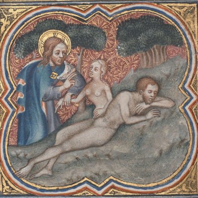 La création d’Ève (Bible historiale de Petrus Comestor, F9v) - Jean Bondol