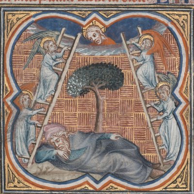 Le songe de Jacob (Bible historiale de Petrus Comestor, F32v) - Jean Bondol