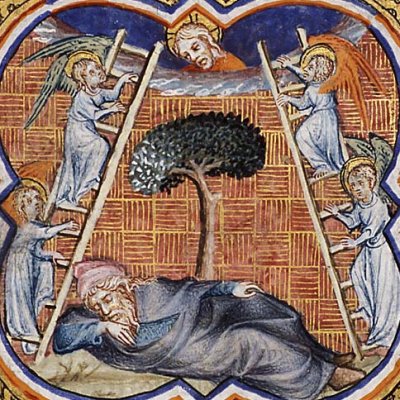 Le songe de Jacob (Bible historiale de Petrus Comestor, F32v) - Jean Bondol