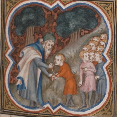 Joseph lie Benjamin devant ses frères (Bible historiale de Petrus Comestor, F41r) - Jean Bondol