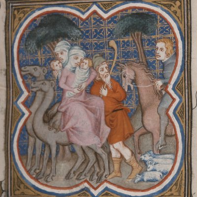 Le retour de Jacob en Canaan (Bible historiale de Petrus Comestor, F35r) - Jean Bondol