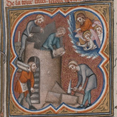 La tour de Babel (Bible historiale de Petrus Comestor, F19r) - Jean Bondol