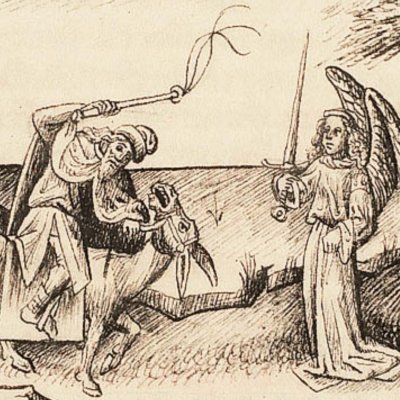 L’ânesse de Balaam (Bible d’Utrecht, KB 78D38 I, F105r)
